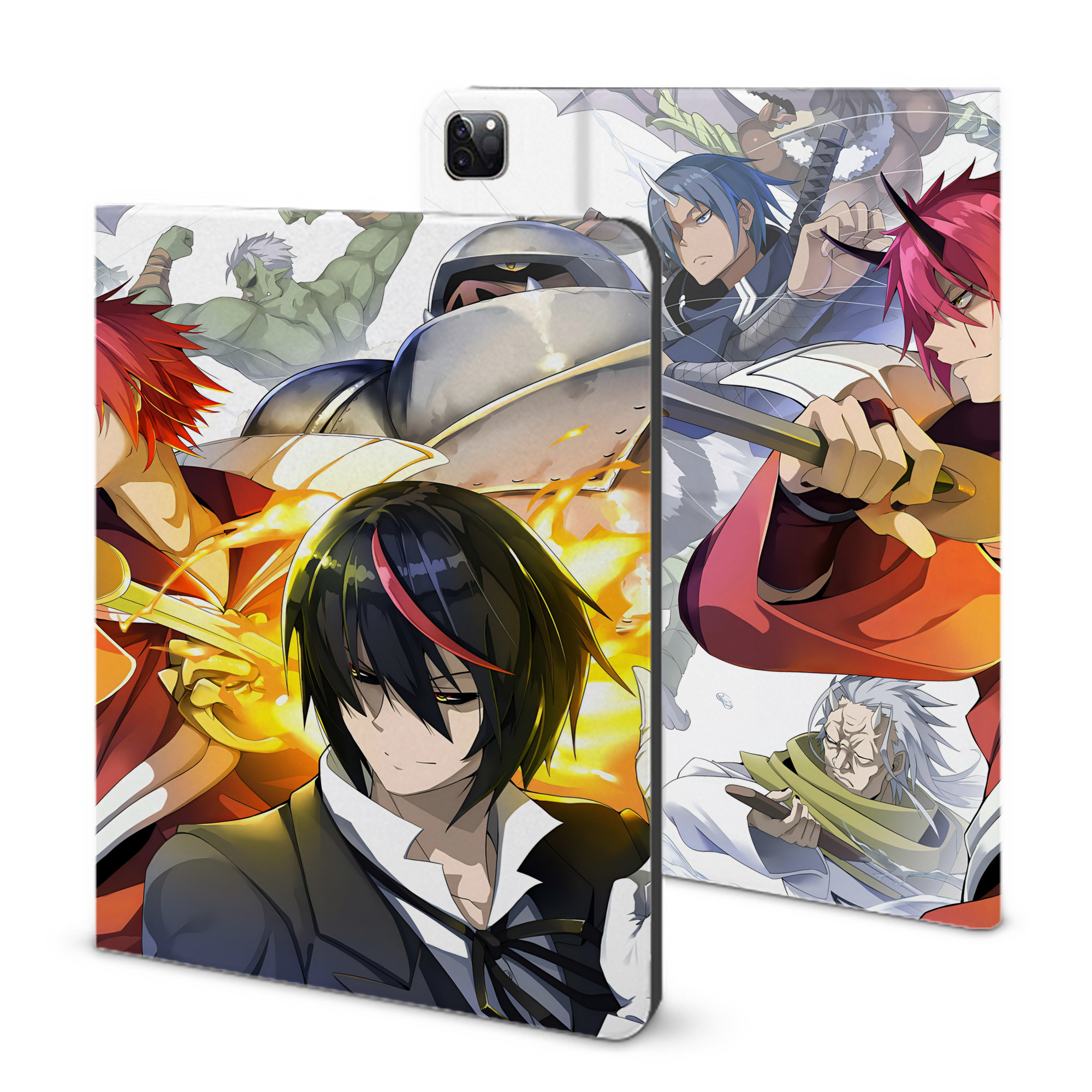 （画像用） 転スラ Regarding Reincarnated to Slime IPad ケース ブック型 PUレザー TPU 耐衝撃 軽量 薄型 ペン収納なし 全面保護 IPad 各モデル対応